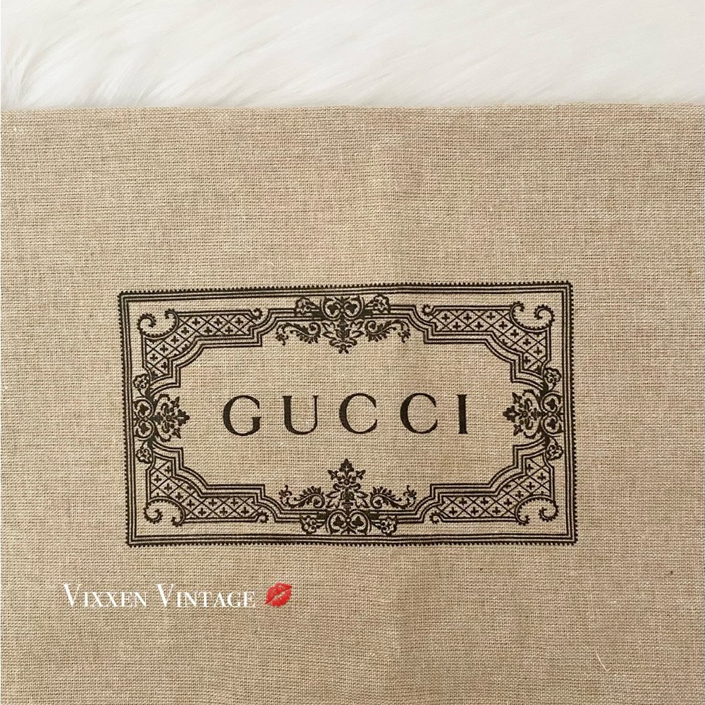 GUCCI LARGE BURLAP DRAWSTRING SHOE DUST BAG IN TAN